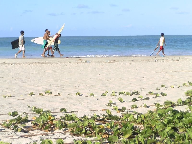 IMAGEM DE CRIANÇAS À BEIRA MAR, SEGURANDO PRANCHAS DE SURFE