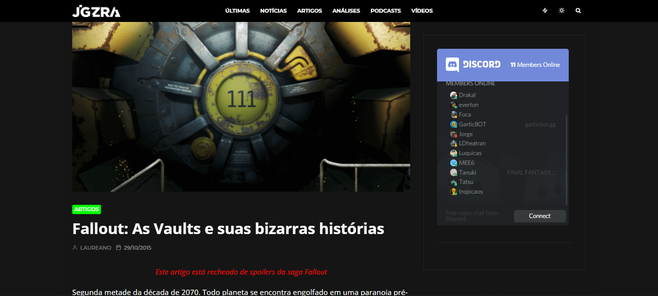 imagem da capa do artigo "Fallout: As Vaults e suas bizarras histórias" no jogazera.com.br